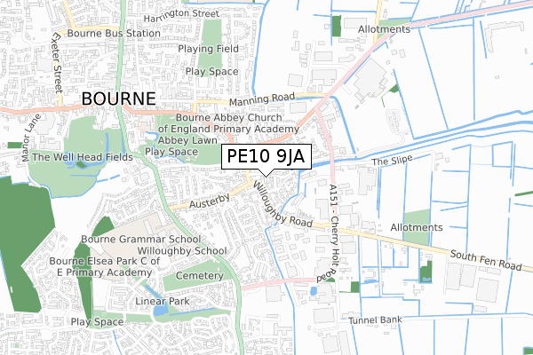 PE10 9JA map - small scale - OS Open Zoomstack (Ordnance Survey)