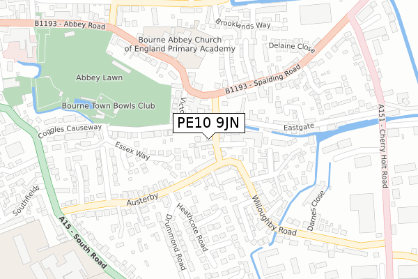 PE10 9JN map - large scale - OS Open Zoomstack (Ordnance Survey)