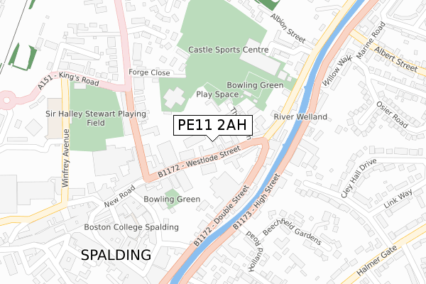 PE11 2AH map - large scale - OS Open Zoomstack (Ordnance Survey)