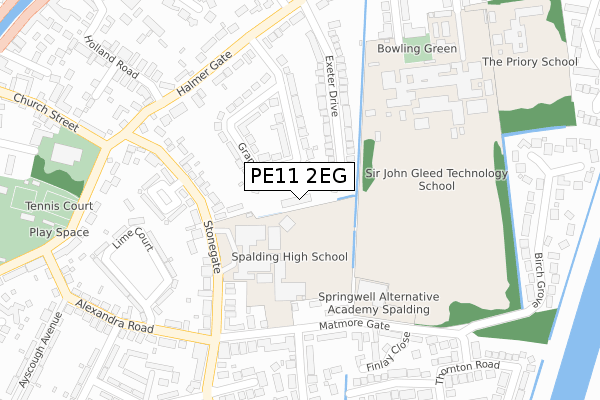 PE11 2EG map - large scale - OS Open Zoomstack (Ordnance Survey)