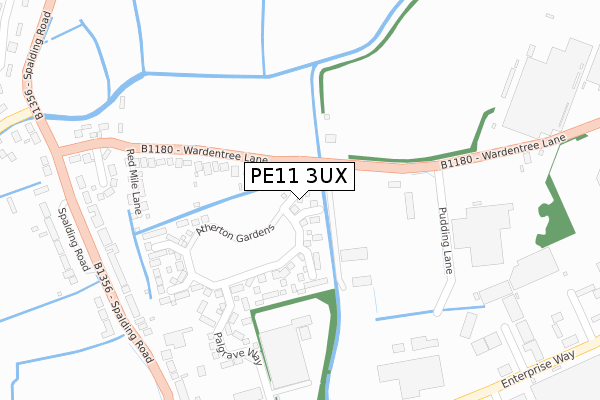 PE11 3UX map - large scale - OS Open Zoomstack (Ordnance Survey)