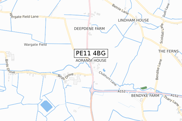 PE11 4BG map - small scale - OS Open Zoomstack (Ordnance Survey)