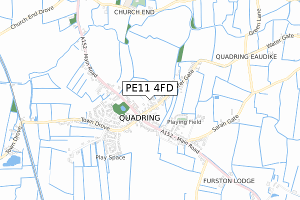 PE11 4FD map - small scale - OS Open Zoomstack (Ordnance Survey)