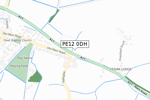 PE12 0DH map - large scale - OS Open Zoomstack (Ordnance Survey)