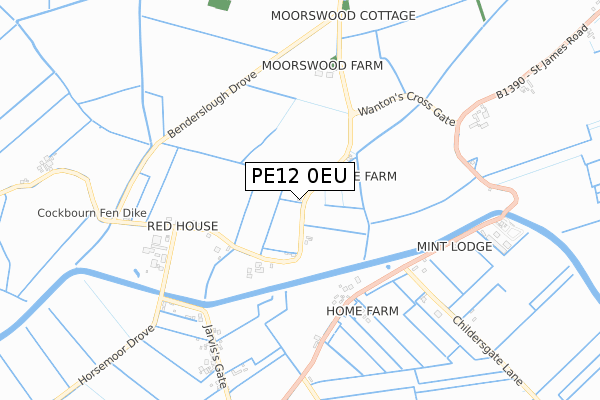 PE12 0EU map - small scale - OS Open Zoomstack (Ordnance Survey)