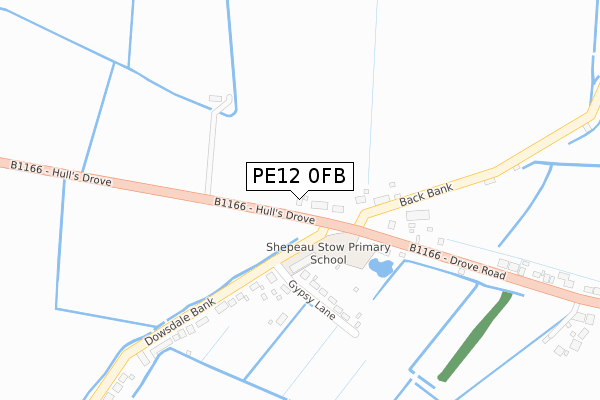 PE12 0FB map - large scale - OS Open Zoomstack (Ordnance Survey)