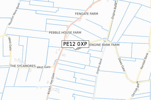 PE12 0XP map - small scale - OS Open Zoomstack (Ordnance Survey)