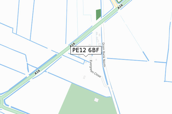 PE12 6BF map - large scale - OS Open Zoomstack (Ordnance Survey)