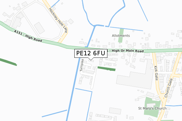 PE12 6FU map - large scale - OS Open Zoomstack (Ordnance Survey)