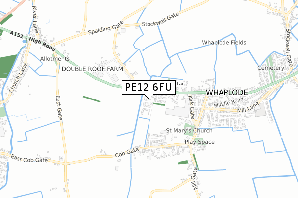 PE12 6FU map - small scale - OS Open Zoomstack (Ordnance Survey)