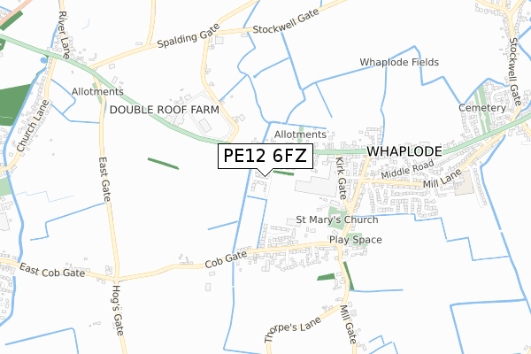 PE12 6FZ map - small scale - OS Open Zoomstack (Ordnance Survey)