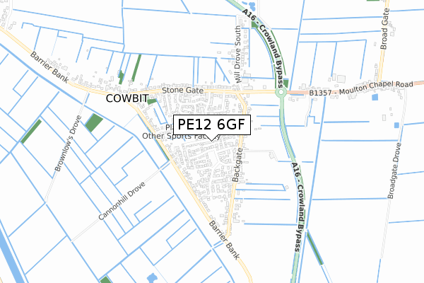 PE12 6GF map - small scale - OS Open Zoomstack (Ordnance Survey)