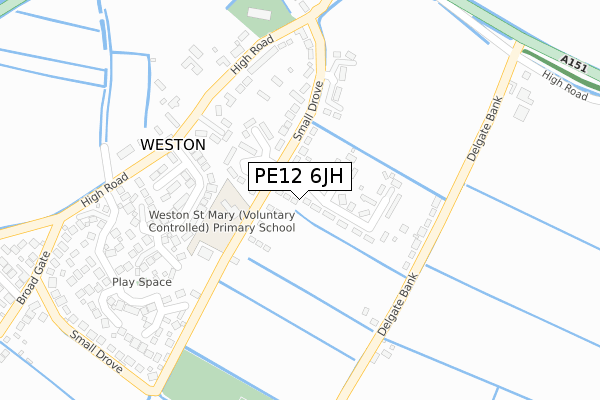 PE12 6JH map - large scale - OS Open Zoomstack (Ordnance Survey)