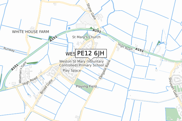 PE12 6JH map - small scale - OS Open Zoomstack (Ordnance Survey)