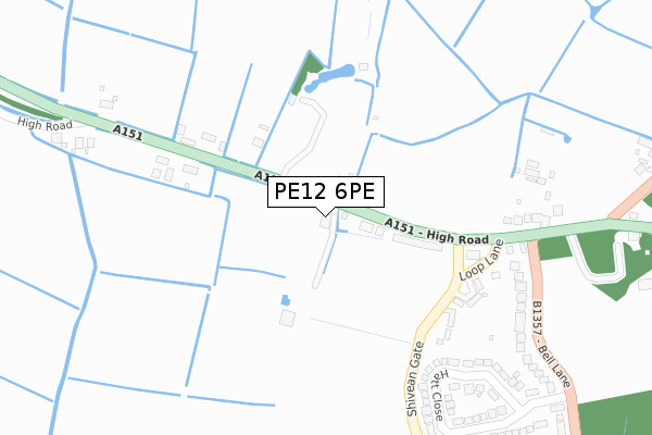 PE12 6PE map - large scale - OS Open Zoomstack (Ordnance Survey)