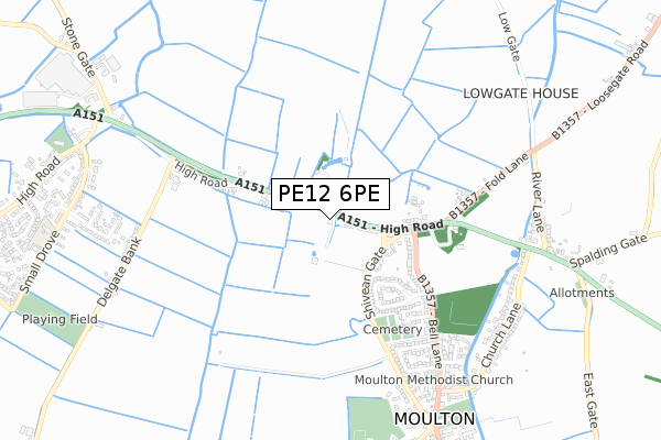 PE12 6PE map - small scale - OS Open Zoomstack (Ordnance Survey)