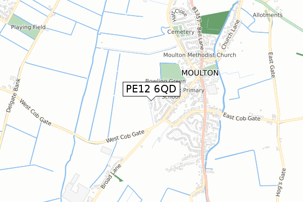 PE12 6QD map - small scale - OS Open Zoomstack (Ordnance Survey)