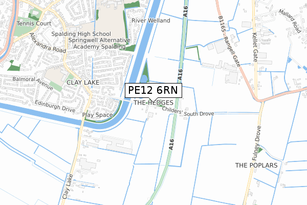 PE12 6RN map - small scale - OS Open Zoomstack (Ordnance Survey)