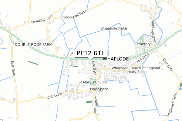 PE12 6TL map - small scale - OS Open Zoomstack (Ordnance Survey)