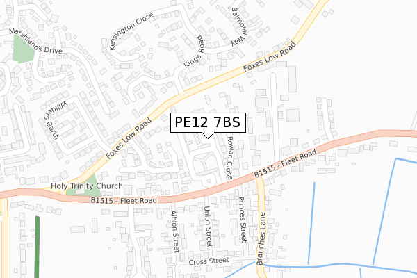 PE12 7BS map - large scale - OS Open Zoomstack (Ordnance Survey)