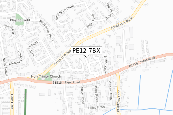 PE12 7BX map - large scale - OS Open Zoomstack (Ordnance Survey)