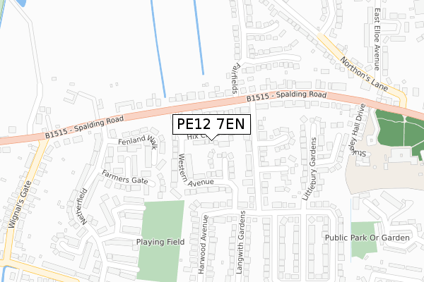 PE12 7EN map - large scale - OS Open Zoomstack (Ordnance Survey)