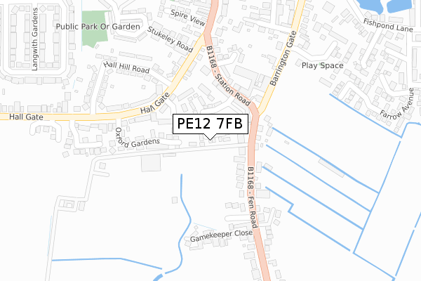 PE12 7FB map - large scale - OS Open Zoomstack (Ordnance Survey)