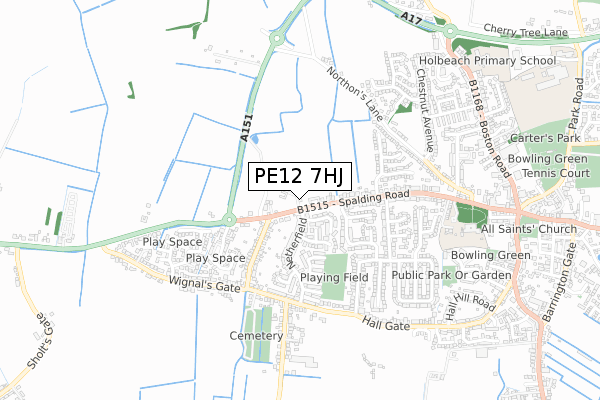 PE12 7HJ map - small scale - OS Open Zoomstack (Ordnance Survey)