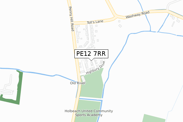 PE12 7RR map - large scale - OS Open Zoomstack (Ordnance Survey)