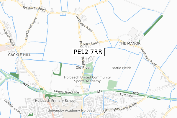 PE12 7RR map - small scale - OS Open Zoomstack (Ordnance Survey)