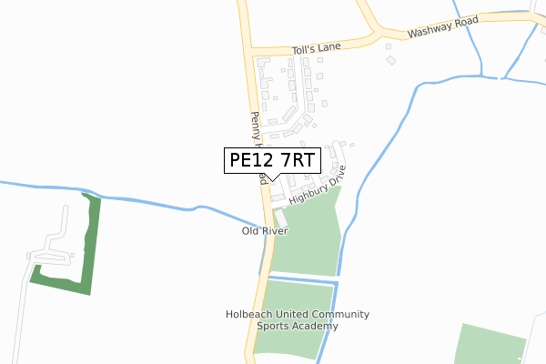 PE12 7RT map - large scale - OS Open Zoomstack (Ordnance Survey)