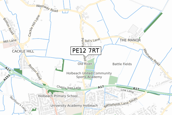 PE12 7RT map - small scale - OS Open Zoomstack (Ordnance Survey)