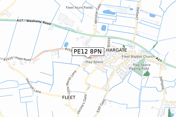 PE12 8PN map - small scale - OS Open Zoomstack (Ordnance Survey)