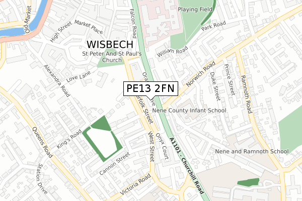 PE13 2FN map - large scale - OS Open Zoomstack (Ordnance Survey)