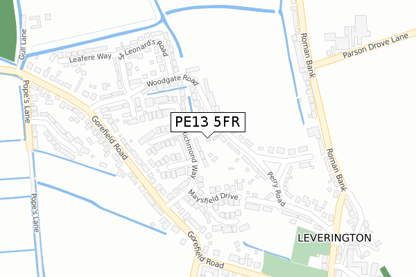 PE13 5FR map - large scale - OS Open Zoomstack (Ordnance Survey)