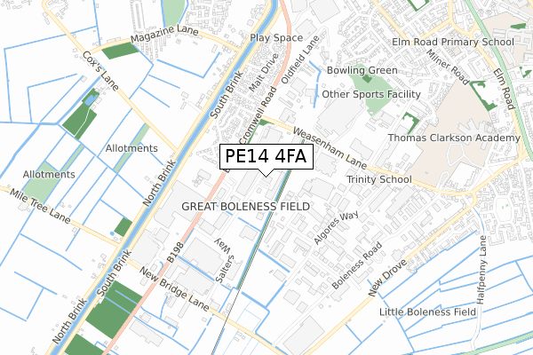 PE14 4FA map - small scale - OS Open Zoomstack (Ordnance Survey)