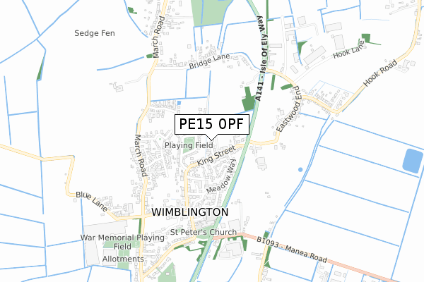 PE15 0PF map - small scale - OS Open Zoomstack (Ordnance Survey)