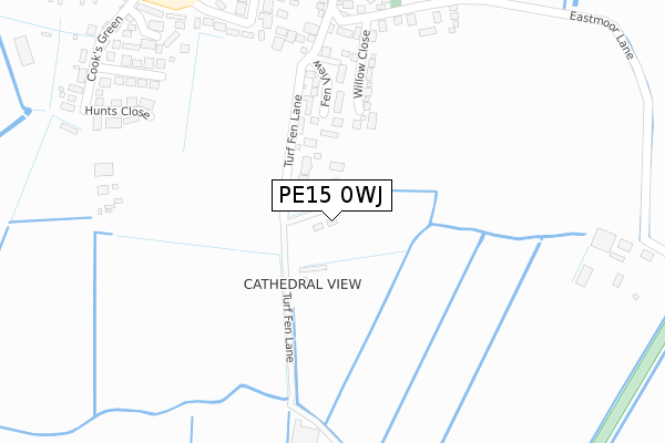 PE15 0WJ map - large scale - OS Open Zoomstack (Ordnance Survey)