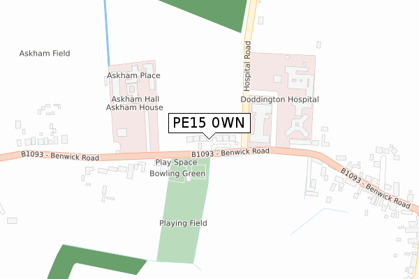 PE15 0WN map - large scale - OS Open Zoomstack (Ordnance Survey)