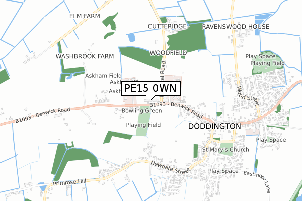 PE15 0WN map - small scale - OS Open Zoomstack (Ordnance Survey)