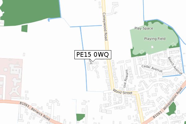 PE15 0WQ map - large scale - OS Open Zoomstack (Ordnance Survey)