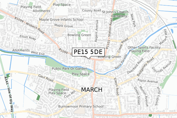 PE15 5DE map - small scale - OS Open Zoomstack (Ordnance Survey)