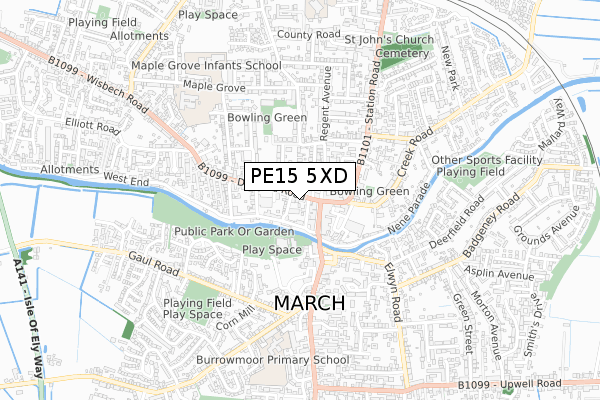 PE15 5XD map - small scale - OS Open Zoomstack (Ordnance Survey)