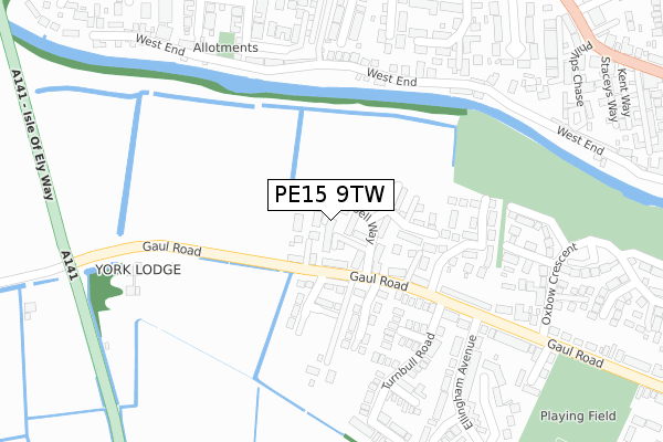 PE15 9TW map - large scale - OS Open Zoomstack (Ordnance Survey)