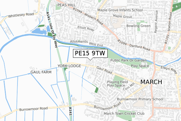 PE15 9TW map - small scale - OS Open Zoomstack (Ordnance Survey)