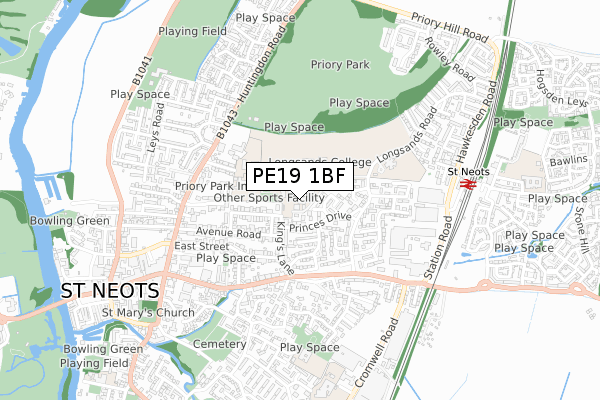 PE19 1BF map - small scale - OS Open Zoomstack (Ordnance Survey)