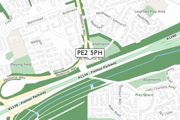 PE2 5PH map - large scale - OS Open Zoomstack (Ordnance Survey)
