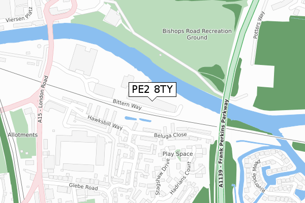 PE2 8TY map - large scale - OS Open Zoomstack (Ordnance Survey)