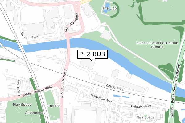 PE2 8UB map - large scale - OS Open Zoomstack (Ordnance Survey)