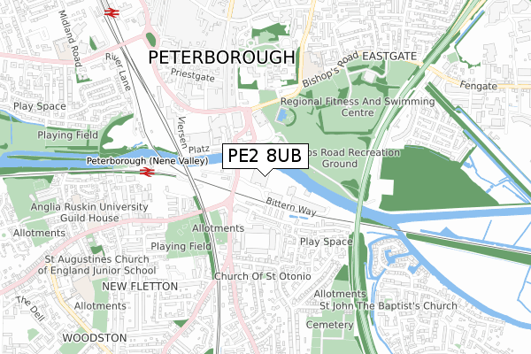 PE2 8UB map - small scale - OS Open Zoomstack (Ordnance Survey)